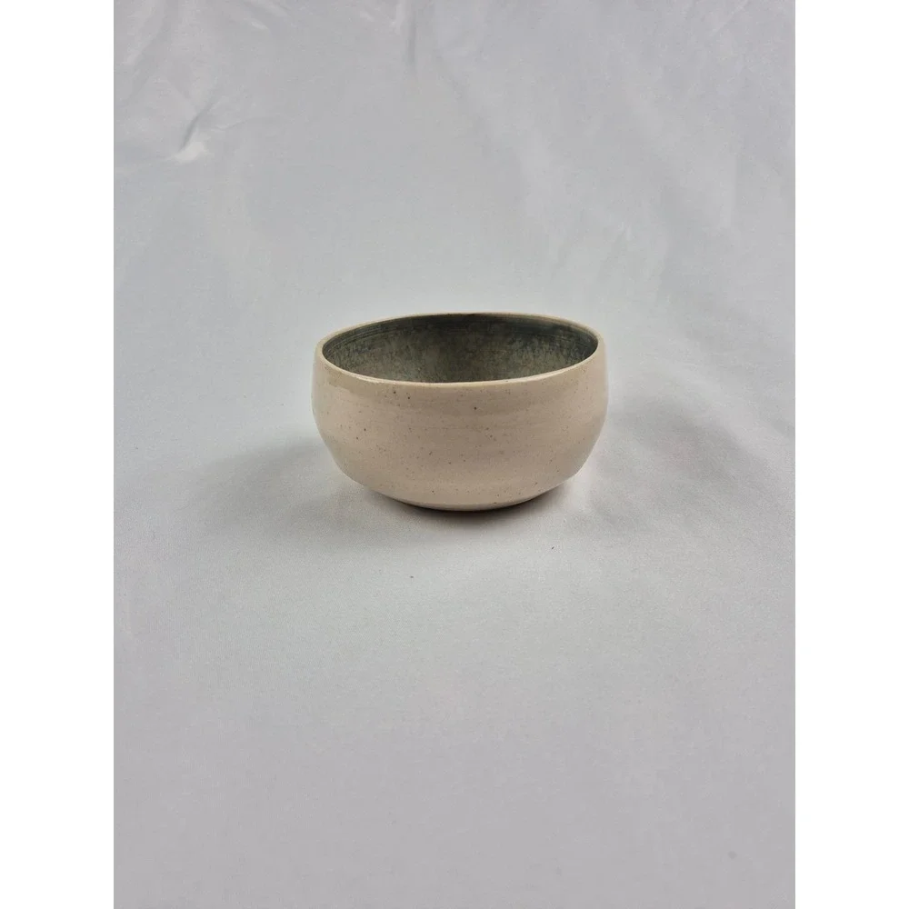 EMS Studio Pottery Stoneware Cardinal Pine Tree Bowl Handmade Rustic Signed 4.5